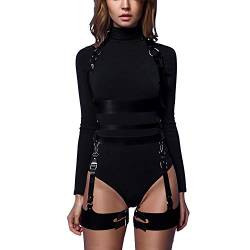 sigando Damen Punk Leder Body Harness Brustgurte Taille Bein Caged Lingerie Strumpfband von sigando