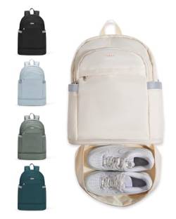 Reiserucksack mit großem Fassungsvermögen und Schuhfach（Beige） Sporttasche mit Schuhfach Wanderrucksack Turnbeutel Reiserucksack Rucksack Damen and Herren Wasserdicht von sikazan