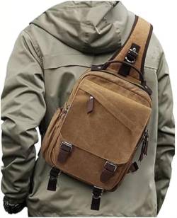 sikazan Travel Sling Bag Herren, Diebstahlsichere Umhängetasche Männer, Vintage Schultertasche Herren, Brusttasche, Crossbody Bag, Chest Bag (Khaki) von sikazan