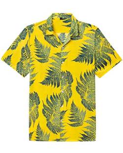 siliteelon Hawaiihemd Herren Drucken Lässig Button Down Strandurlaub Hemd Aloha Kurzarm Hawaii Hemd,Mittel von siliteelon