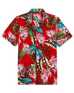 siliteelon Herren Hawaiian Shirt Casual Kurzarm Button Down Shirts Aloha Shirt Luau, Kreuzfahrt, Sun Beach,Large von siliteelon