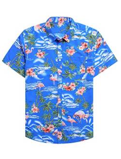 siliteelon Herren Hawaiian Shirt Kurzarm Floral Aloha Shirts für Strandurlaub,Medium von siliteelon