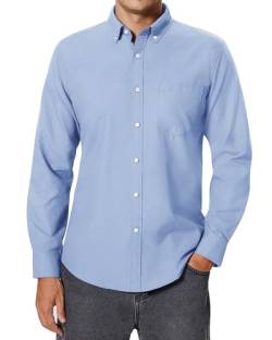 siliteelon Herren Hemd Langarm Oxford Hemden Hellblau Maner Regular fit Herrenhemden Freizeithemd Businesshemd Anzug Hemd,2XL von siliteelon