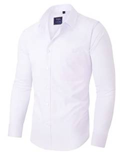 siliteelon Herren Hemd Langarm Weiß Hemden Regular Fit Freizeithemden Bügelfrei Business Faltenfrei Formales Anzug Hemd mit Tasche Für Anzug, Hochzeit-5XL von siliteelon