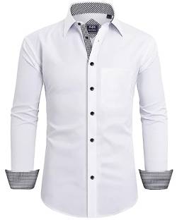 siliteelon Herren Langarm Hemden Weiß Casual Regular Fit Bügelfrei Business Hemd Faltenfrei Formales Anzug Hemd mit Tasche Für Anzug von siliteelon