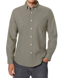 siliteelon Oxford Herren Hemd Brau Regular Fit Hemden Langarm Bügelleicht Hemd männer Freizeithemd mit Tasche,XL von siliteelon
