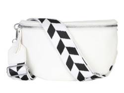 Damen Bauchtasche stylisch Umhängetasche Hüfttasche Bodybag Gürtel Crossbody Bag Schultertasche mit Verstellbaren Gurt 25 (Weiß, Klein 23 x 14 x 7 cm) von simaranda