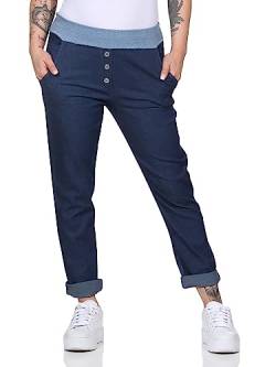 Damen Jeans Jogger Jogginghose Boy Friend im Vintage Look Sweatpants für Freizeit Sport und Fitnessans Hose Jogging 23149 (as3, numeric, numeric_34, numeric_38, regular, regular, Dunkelblau) von simaranda