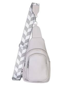 simaranda Bodybag Damen modischer Crossover Rucksack Brusttasche Bauchtasche Gürteltasche mit breiten Gurt 26 (Hellgrau) von simaranda