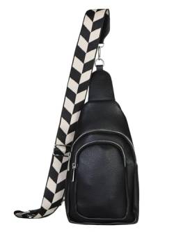 simaranda Bodybag Damen modischer Crossover Rucksack Brusttasche Bauchtasche Gürteltasche mit breiten Gurt 26 (Schwarz) von simaranda
