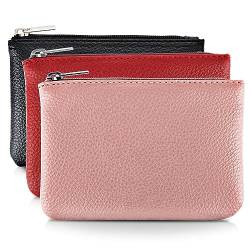 simarro 3 Stück Mini Geldbörse Damen, Leder Mini Portemonnaie Damen Klein und im Kurzformat Brieftasche Münzbeutel Portemonnaie PU Geldbeutel Coin Purse Wallet für Frauen Kinder (schwarz rosa rot) von simarro