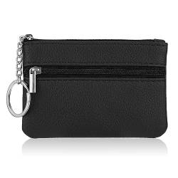 simarro Kleines Portemonnaie Damen Mini, Leder Mini Geldbörse Damen Klein Mini Portemonnaie Damen Münzbeutel Portemonnaie PU Geldbeutel Coin Purse Wallet mit Schlüsselanhänger(Schwarz) von simarro