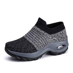 Damen Schlankheitsschuhe Laufschuhe Plateauschuhe Gewicht Luft leicht elastisch Sport Laufen Yoga Tennis zum Überziehen Sportschuh Netzstoff flach Sommer, 03 grau., 39 EU von siphly