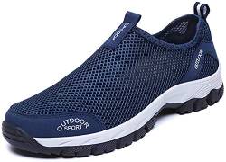 Herren Outdoor Fitnessschuhe Atmungsaktive Mesh Schuhe Sport Size Slipper mit Klettverschluss,Blau,48 EU von siphly