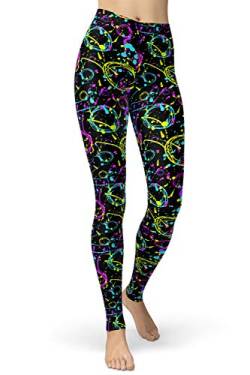 sissycos Damen 80er Artistic Leggings, Bunte Print Sanft Hohe Taille Lang Regular und Plus Size(Tie Dye Leggings Circle,XXL) von sissycos