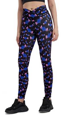 sissycos Damen Halloween Leggings Bedruckte Bunte Horror Skinny Soft Stretch Lang Hose(Violett Fledermaus,M) von sissycos