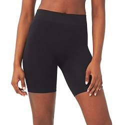 sissycos Damen Leggings Kurz, 2-in-1-Laufhose High Waist Radsport-Shorts, Sanft Nahtlose Sportshorts für Fitness Yoga Sweatpants 1/2（Schwarz，M-L） von sissycos