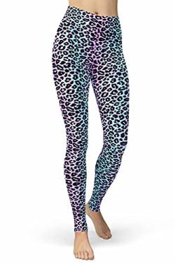 sissycos Damen Leopardenmuster Leggings Hohe Taille, Sanft Elastisch Jogginghose Strumpfhosen Lang(Bunter Leopard,S) von sissycos