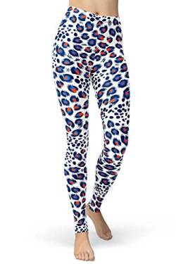 sissycos Damen Leopardenmuster Leggings Hohe Taille, Sanft Elastisch Jogginghose Strumpfhosen Lang(Pfauenmuster,M) von sissycos