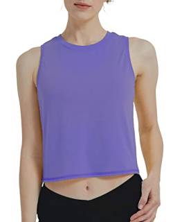 sissycos Damen Sport Crop Tank Top Ärmellos, Sanft Kurze Racerback Shirt Rundem Ausschnitt für Fitness Yoga Beiläufig(Very Peri,S) von sissycos