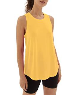 sissycos Damen Sport Tank Top Ärmellos, Sanft Racerback Shirt Rundem Ausschnitt für Fitness Yoga Beiläufig (Yolk Yellow, L) von sissycos