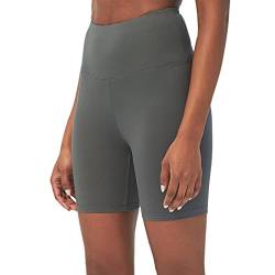 sissycos Damen Sportshorts Hohe Taille, Leggings Kurz für Fitness Gym Strumpfshort, Elastische Radlerhose Sweatpants 1/2(Grau,L) von sissycos