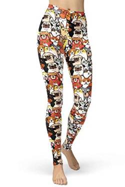 sissycos Damen Tier Muster Leggings, Leoporden Bunte Leggins Sexy, Oil Painting Sanft Hohe Taille Strumpfhose Lang（Katze und Hund,S-L von sissycos