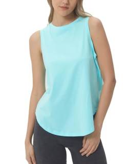 sissycos Damen sporttops locker Rundhalsausschnitt Fitness Yoga Tank Top(Frostblau,XXL) von sissycos