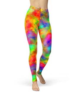 sissycos Neon Leggings Damen Strip Dot Leggings Druck Print Leggings Yoga Laufhose Mädchen Strumpfhose Fashion Stretch Lange Damen Leggins von sissycos