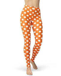 sissycos Neon Leggins Damen 80er Strip Dot Leggings L-XXL Tupfen Orange von sissycos