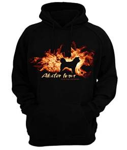 Akita Inu - Feuer und Flamme - Unisex Hoodie Kapuzensweatshirt Pullover Fun Siviwonder Black 3XL von siviwonder