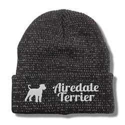 siviwonder Airedale Terrier reflektierende Mütze Stickerei Hund Winter Strickmütze reflex Beanie warm von siviwonder
