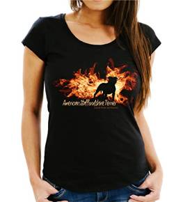 siviwonder American Staffordshire Terrier - Feuer und Flamme - Women Girlie T-Shirt Black M - 36 von siviwonder