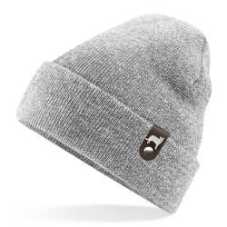 siviwonder Border Collie Mütze Patch Leder Gassi Beanie Strickmütze Warm Herren Damen Hundemotiv Farbe Grey Heather von siviwonder