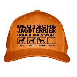 siviwonder Cap - Deutscher Jagdterrier Terrier Jagdhund Jäger - HÖREN aufs Wort - Baumwoll 6-Panel orange von siviwonder