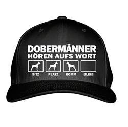 siviwonder Cap - Dobermann Security K9 Diensthund Dobermänner - HÖREN aufs Wort - Baumwoll 6-Panel schwarz von siviwonder