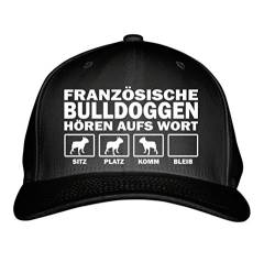 siviwonder Cap - FRANZÖSISCHE Bulldogge Frenchie French Bulldog Bulldoggen - HÖREN aufs Wort - Baumwoll 6-Panel schwarz von siviwonder