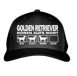 siviwonder Cap - GOLDEN Retriever Jagdhund Goldie - HÖREN aufs Wort - Baumwoll 6-Panel schwarz von siviwonder