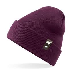 siviwonder Cocker Spaniel Mütze mit Patch Gassi Beanie Strickmütze Witzig Spruch Warm Herren Damen Herbst Hund Farbe Plum von siviwonder