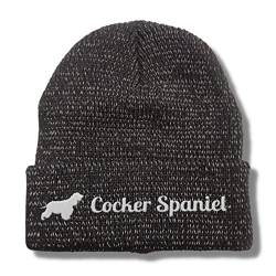 siviwonder Cocker Spaniel reflektierende Mütze Stickerei Hund Winter Strickmütze reflex Beanie warm von siviwonder