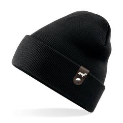 siviwonder Dackel Mütze mit Patch Teckel Gassi Beanie Strickmütze Witzig Spruch Warm Herren Damen Herbst Hund Farbe Black von siviwonder