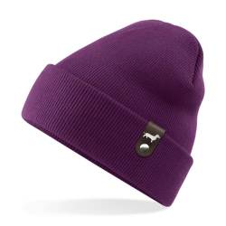 siviwonder Dackel Mütze mit Patch Teckel Gassi Beanie Strickmütze Witzig Spruch Warm Herren Damen Herbst Hund Farbe Plum von siviwonder