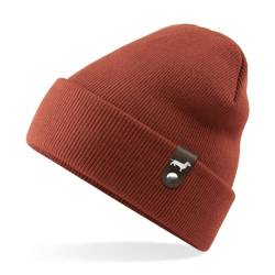 siviwonder Dackel Mütze mit Patch Teckel Gassi Beanie Strickmütze Witzig Spruch Warm Herren Damen Herbst Hund Farbe Rust von siviwonder