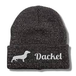 siviwonder Dackel reflektierende Mütze Stickerei Hund Winter Strickmütze reflex Beanie warm von siviwonder