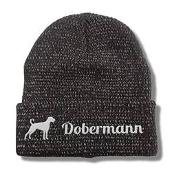 siviwonder Dobermann reflektierende Mütze Stickerei Hund Winter Strickmütze reflex Beanie warm von siviwonder