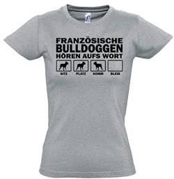 siviwonder FRANZÖSISCHE Bulldogge Frenchie French Bulldog Bulldoggen - HÖREN AUFS Wort Women Girlie T-Shirt Sports Grey S -34 von siviwonder