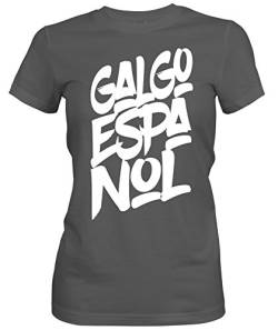 siviwonder Galgo Espanol Hund spanisch Windhund Hilfe - Font Schrift Women Girlie T-Shirt Dark Grey (Druck weiß) S -34 von siviwonder