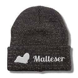 siviwonder Malteser reflektierende Mütze Stickerei Hund Winter Strickmütze reflex Beanie warm von siviwonder