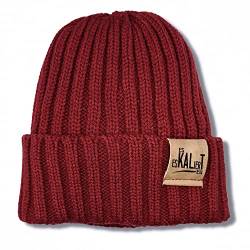 siviwonder Mütze Es eskaliert eh kalt Beanie Strickmütze Witzig Spruch Warm Herren Damen Herbst Farbe Burgundy von siviwonder