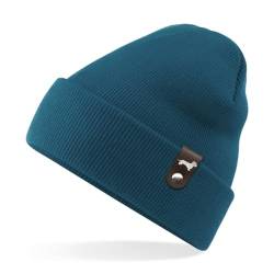 siviwonder Rauhhaardackel Mütze mit Patch Gassi Beanie Strickmütze Witzig Spruch Warm Herren Damen Dackel Farbe Petrol von siviwonder